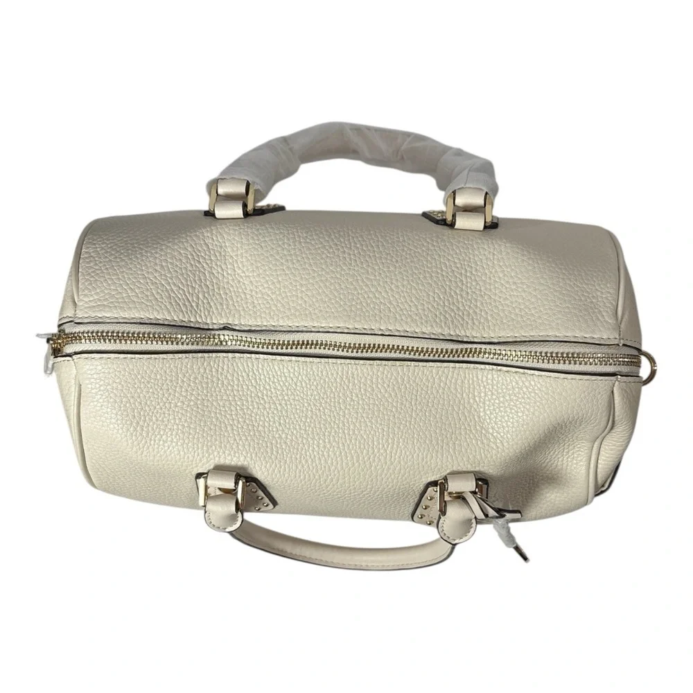 NWT Michael Kors Aria Medium Satchel Ecru Cream Pebbled Leather Purse Handbag - Picture 6 of 10